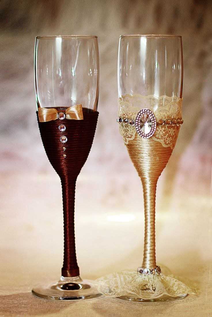 Свадебные бокалы своими руками