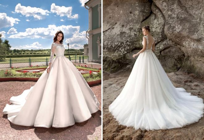 свадебные платья кекс со шлейфом