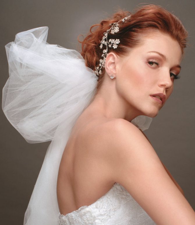 Свадебные прически с фатой на короткие волосы