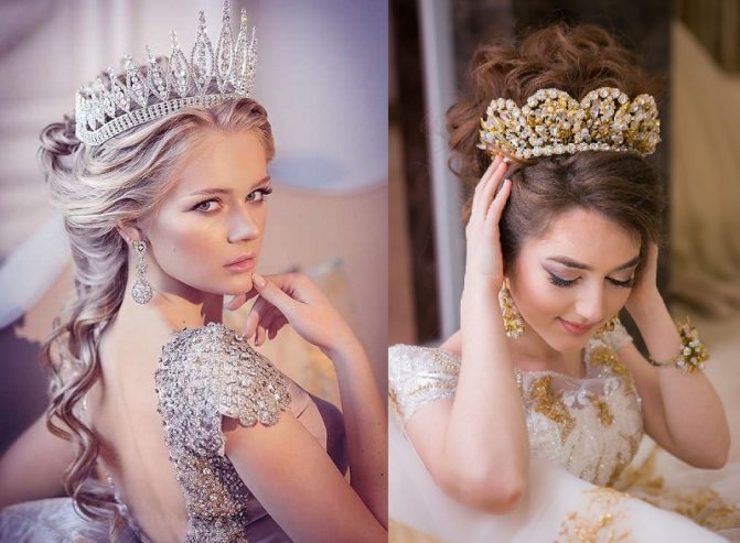 Свадебные прически с крупными диадемами