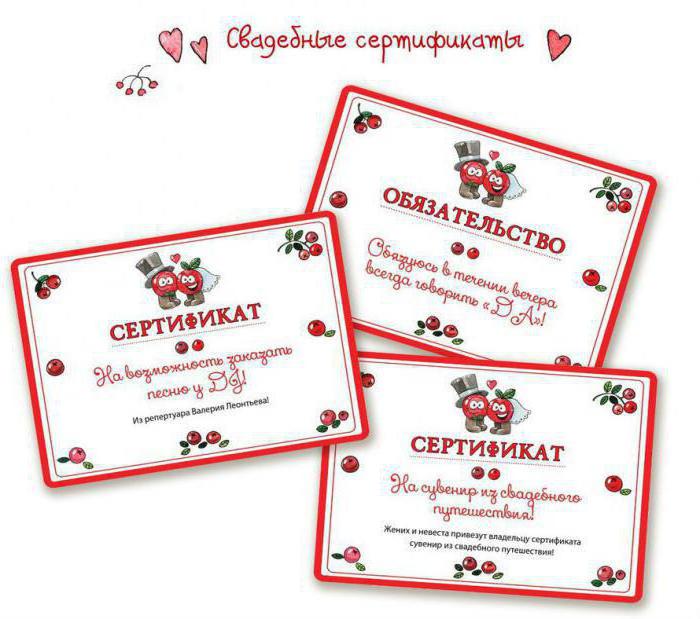 Свадебные сертификаты для гостей шаблон