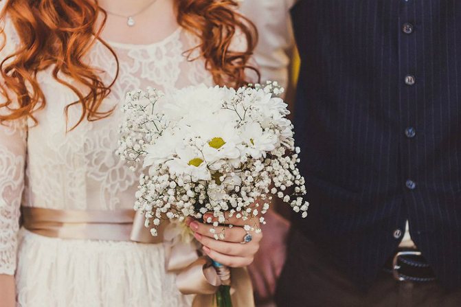 свадебный букет из гипсофилы 5