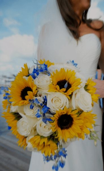 свадебный букет невесты голубой
