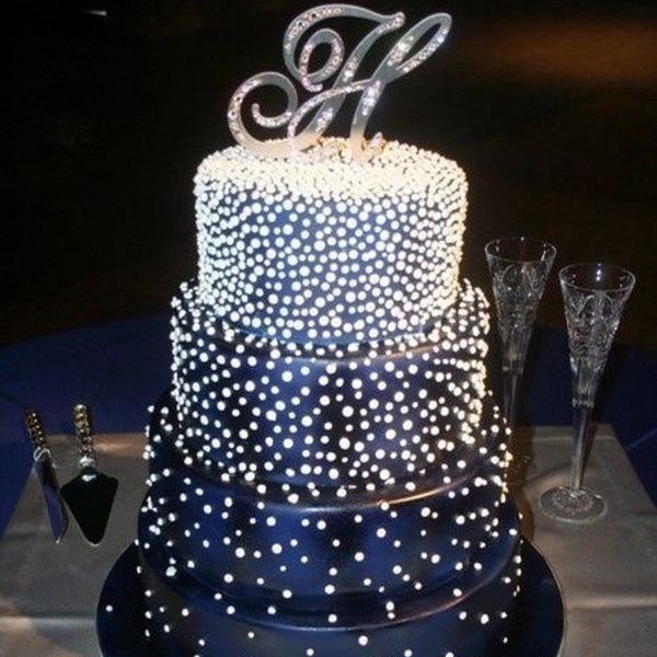 темно-синий торт на свадьбу
