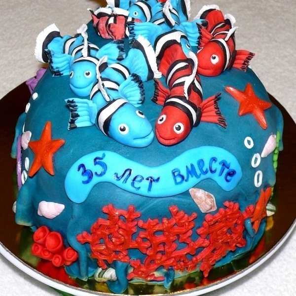 торт из мастики на 35 годовщину брака родителям