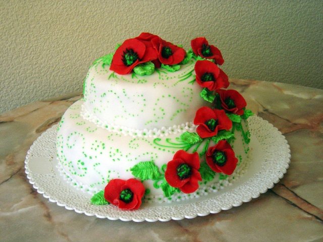 Торт на 8 лет свадьбы с маками