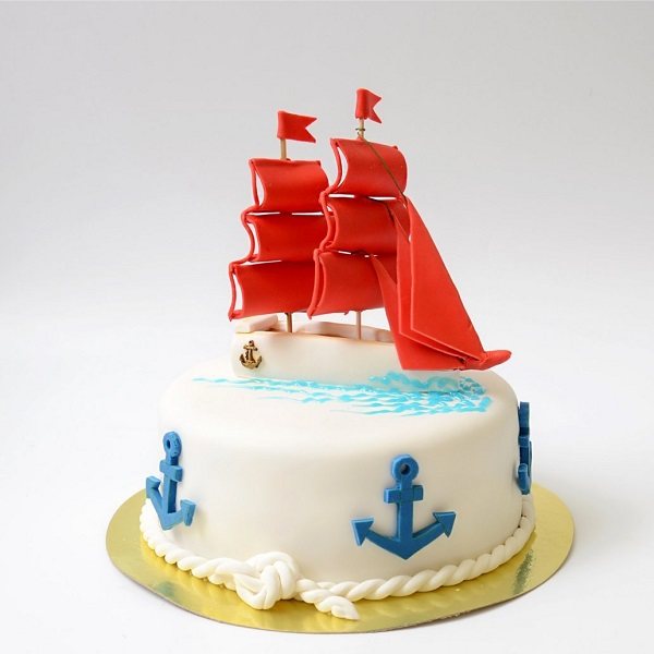 Торт с корабликом и парусами