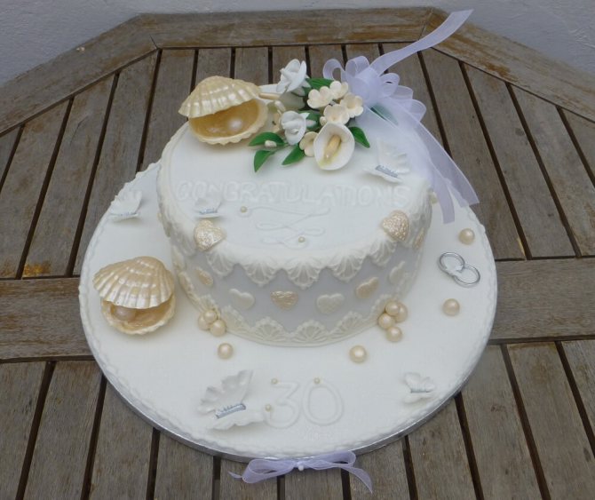 Торт свадебный с жемчужинками
