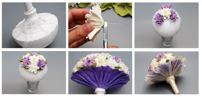 Укладка цветов в портбукетницу