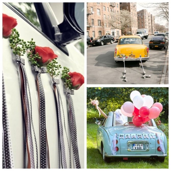 Украшение авто на свадьбу