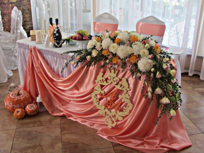Украшение композициями свадебных столов.