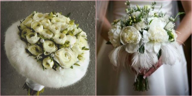 В холодную пору отличный декор в виде перьев и меха