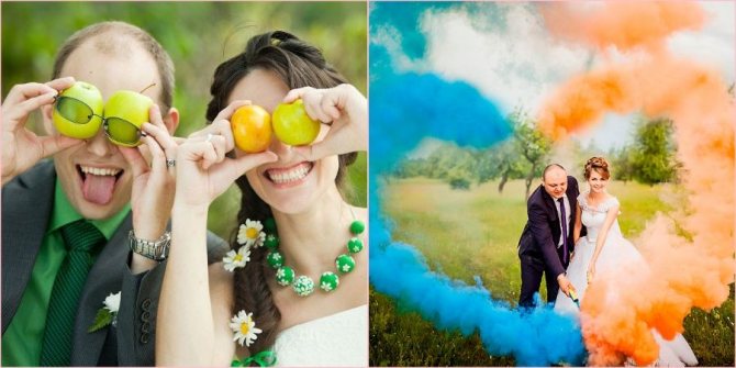 В качестве аксессуаров часто стали использовать цветной дым