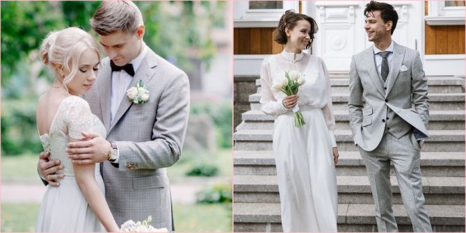 В сером жених и невеста выглядят великолепно