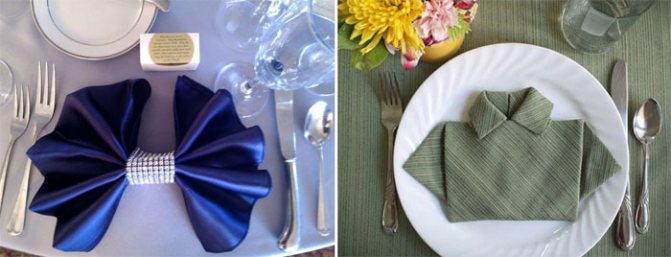 Варианты красивого складывания свадебных салфеток