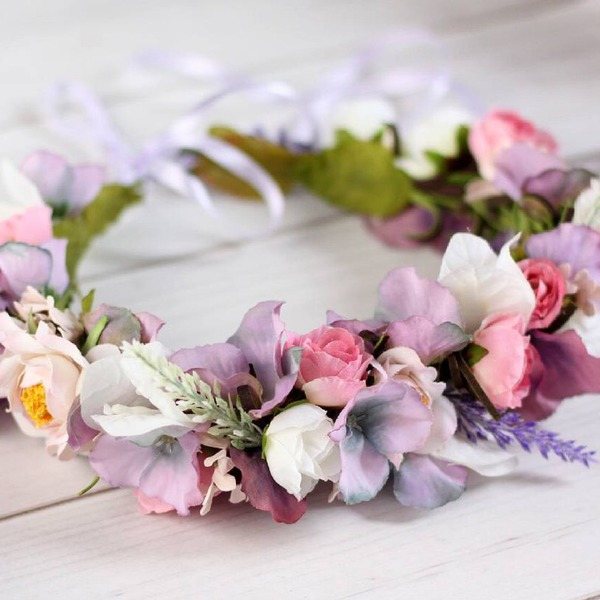 венок из цветок на прически на свадьбу