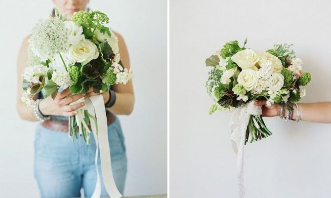 Воздушный бело-зелёный букет
