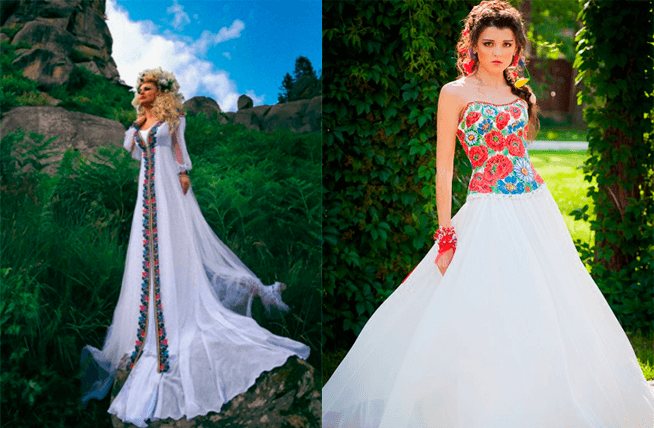 вышитые платья разной длины и фасонов от Oksana Polonets