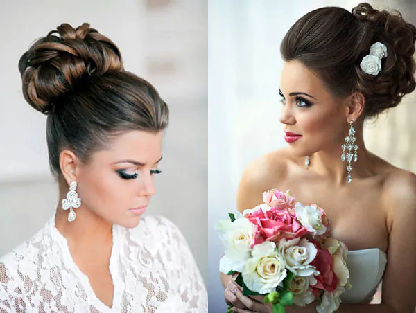высокий пучок на свадьбу