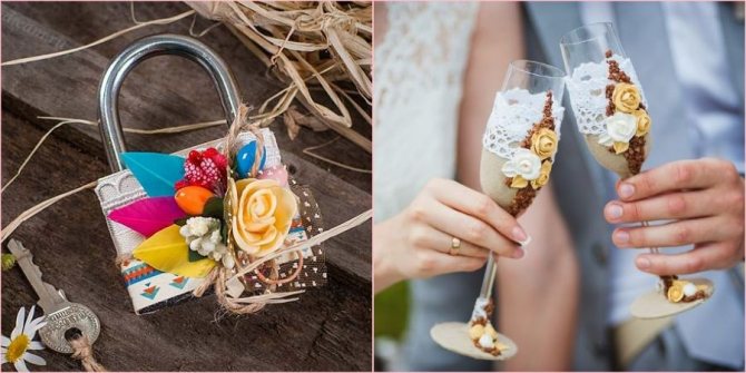 Закажите замочек и бокалы в нужной тематике