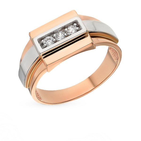 золотое кольцо с фианитами